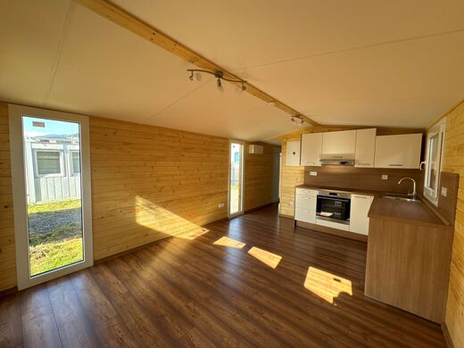 Mobile Home Living Room with Kitchen | Modern Interior