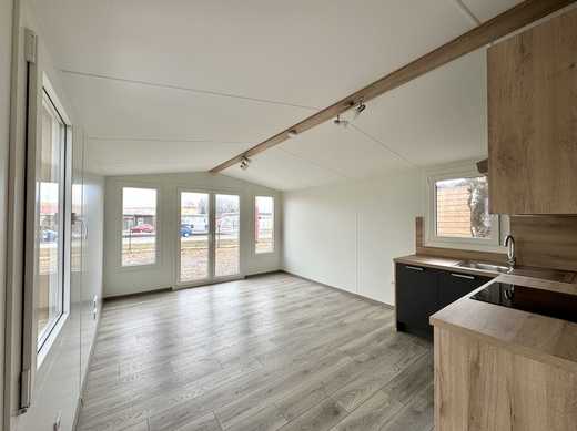 Mobile Home Super Arktik – Modern Living Room with Kitchen