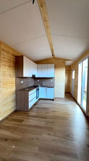Living Room with Kitchen in a Mobile Home