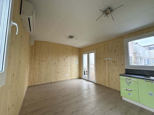 Living Room with Wooden Cladding – Super Arktik Family Mobile Home