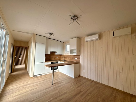 Mobile Home Family – Interior with Wood Paneling