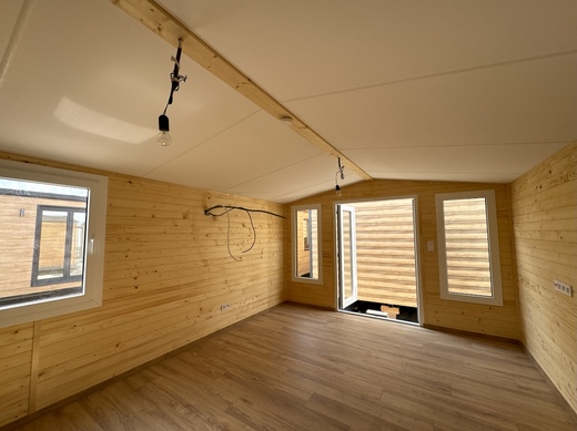 Wooden Cladding Living Room | Mobile Home Interior