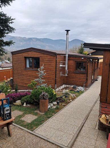 Mobile Home with Veranda Wood Cladding