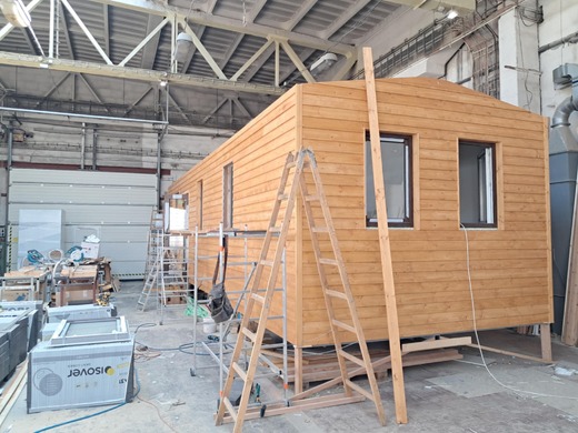 Mobile Home Construction with Wooden Facade