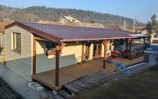 Mobile Home with Yellow Facade