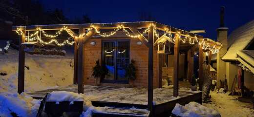 Wood Facade Mobile Home – Winter Landscape