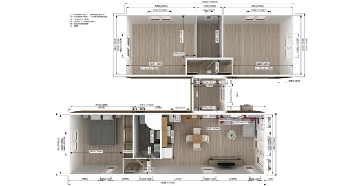 ôdorys Super Arktik 88m² – spojené mobilné domy pre priestranné bývanie