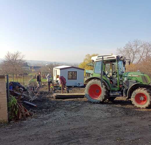Tractor-Assisted Mobile Home Positioning | Pre-Installation