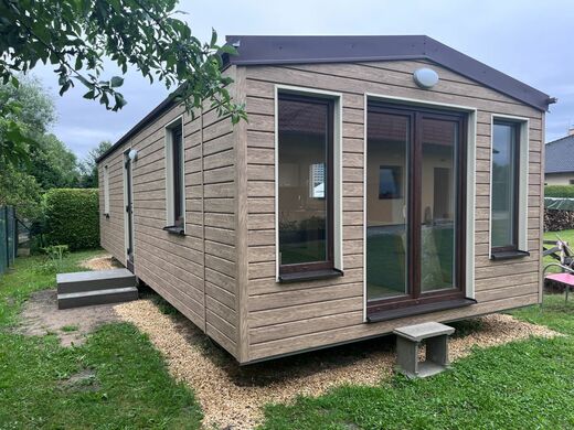 Mobile Home Side View with Modern Exterior