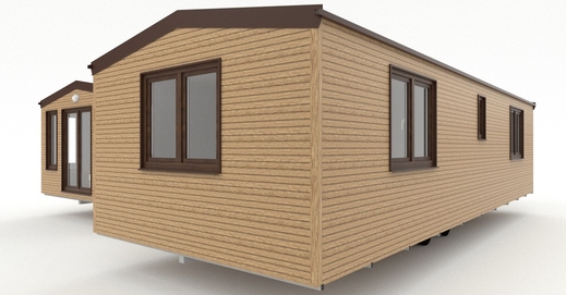 Exteriér spojených mobilných domov – moderné celoročné bývanie