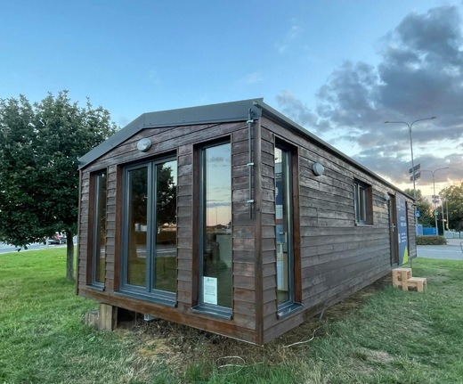Super Arktik Exterior – Afzelia Wood Cladding Mobile Home