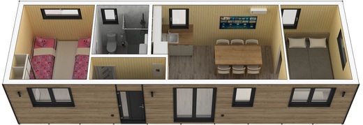Mobile Home 12x4m Visualization | Modern Layout Design